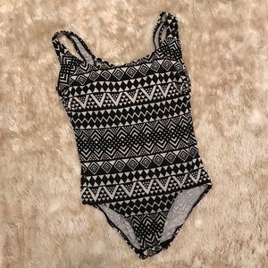 Black and White One Piece Swimsuit